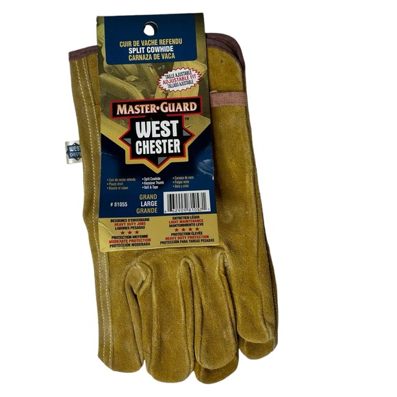 NEW Men's Split Cowhide Leather Work Gloves Size Large West Chester Master Guard - Picture 1 of 7